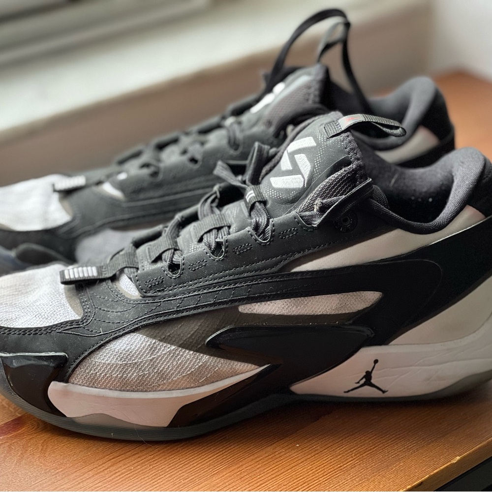 Black and White Jordan Luka 2 Basketball Sneakers